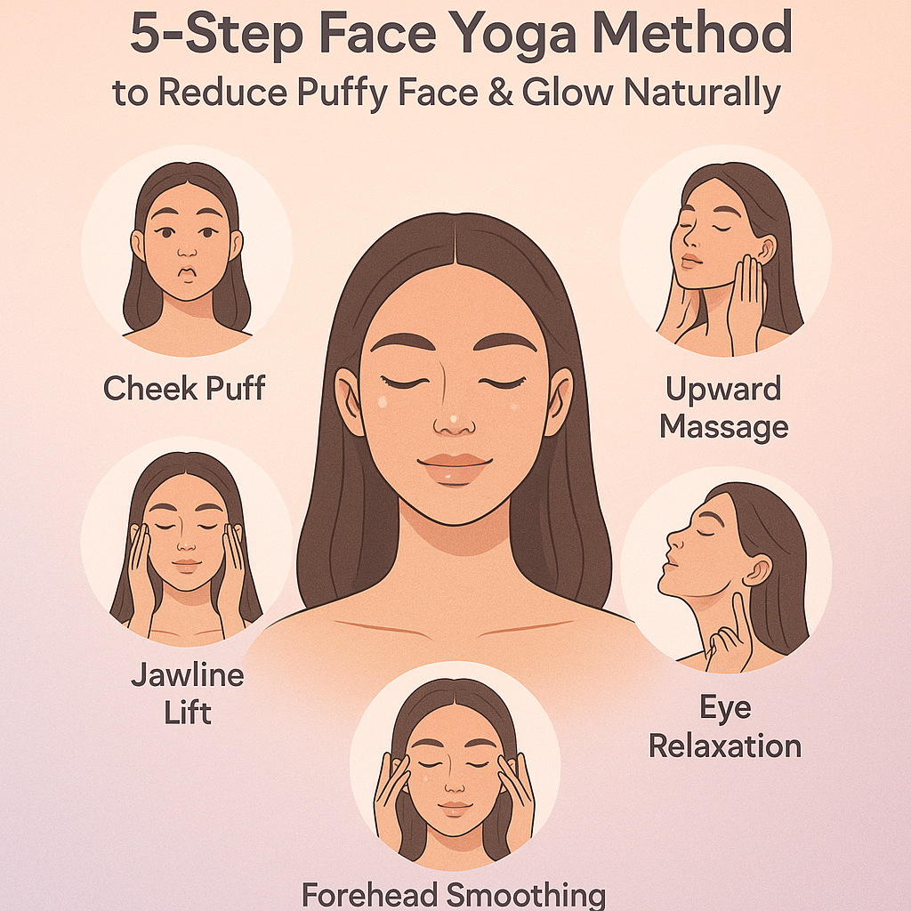 5-Step Face Yoga Method to Reduce Puffy Face and Get Naturally Glowing Skin