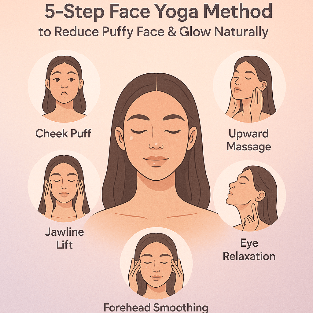 5-Step Face Yoga Method to Reduce Puffy Face and Get Naturally Glowing Skin - Trehi Organics