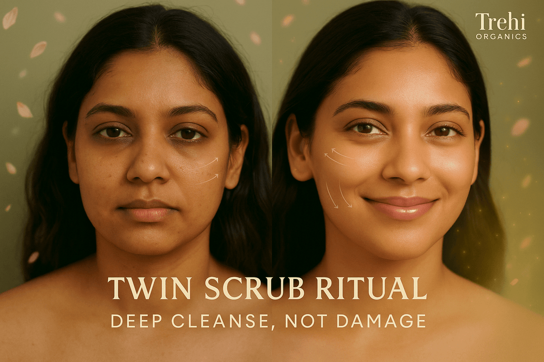 Best Natural Deep Cleanse Face Scrub for Glowing Skin & Pigmentation (Twin Scrub Ritual) - Trehi Organics
