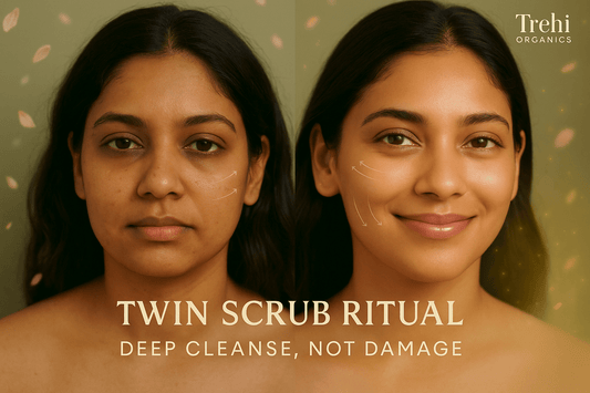 Best Natural Deep Cleanse Face Scrub for Glowing Skin & Pigmentation (Twin Scrub Ritual) - Trehi Organics