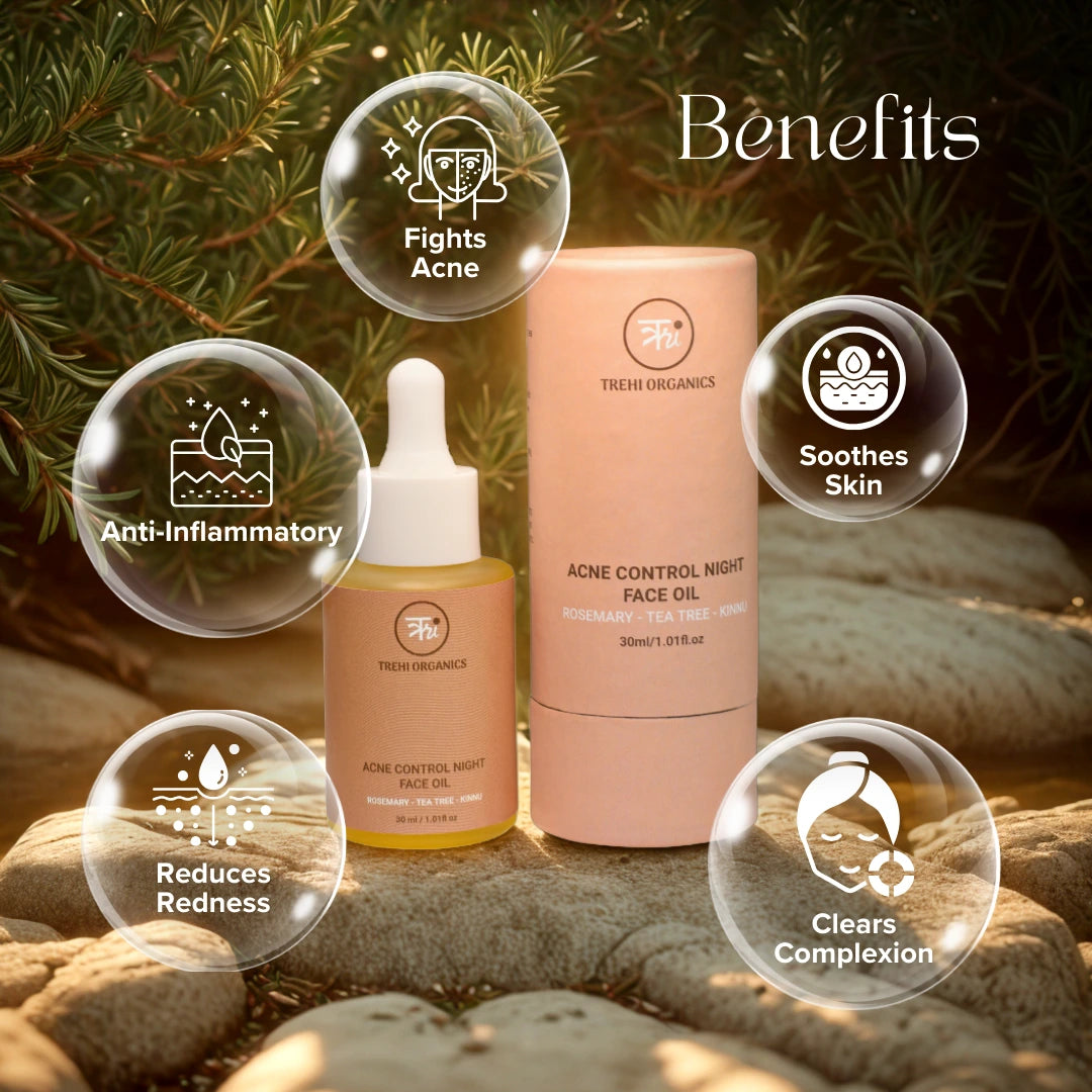 Acne Control Night Face Oil (Rosemary - Tea Tree-Kinnu)