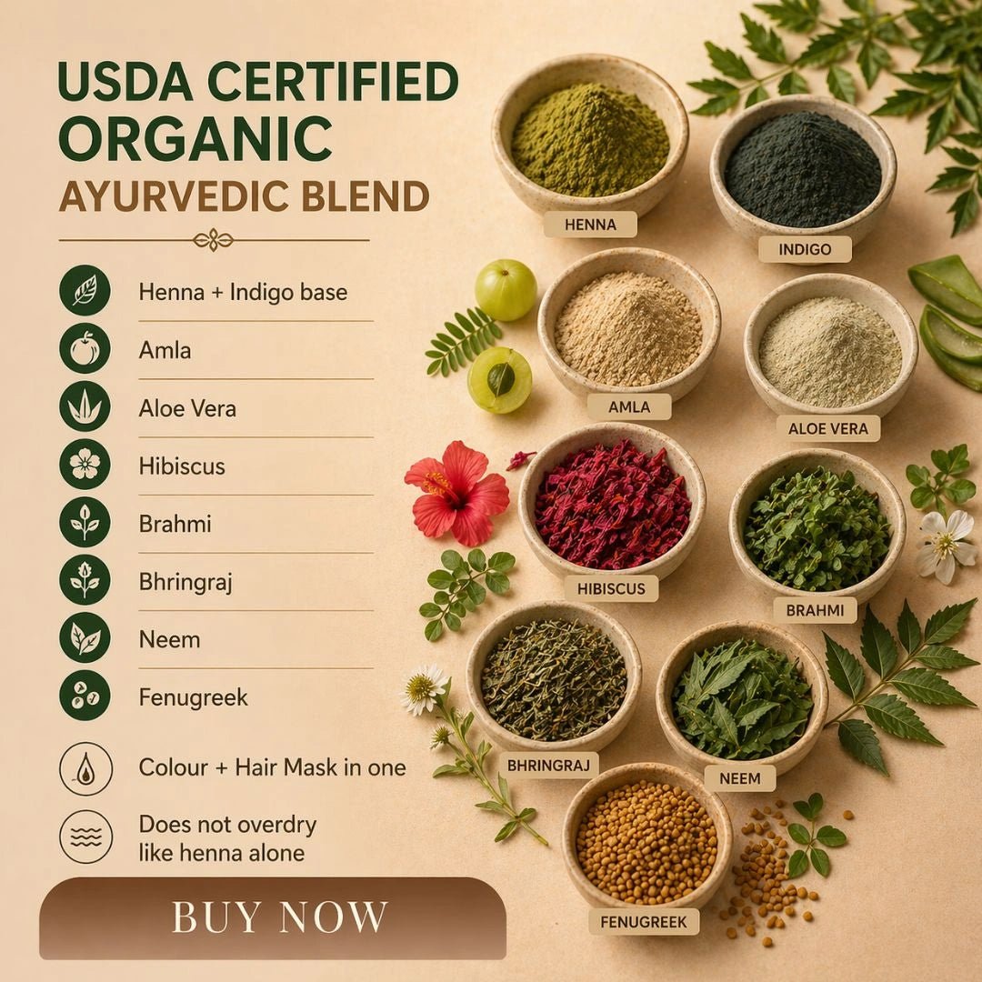 Ayurvedic Hair Colour & Scalp Nourishing Hair Mask - Trehi Organics