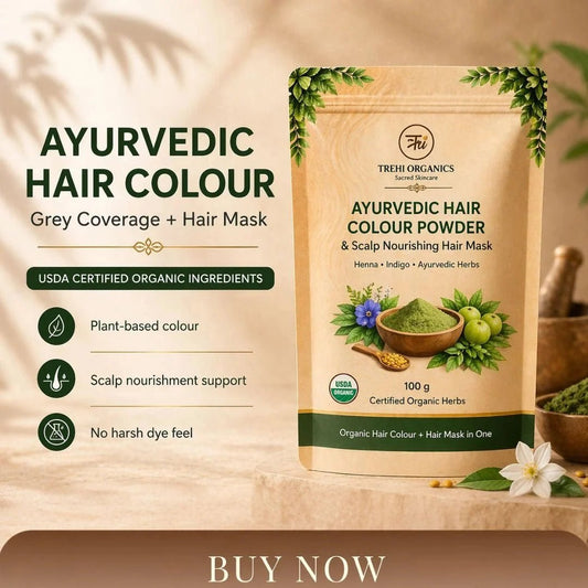 Ayurvedic Scalp Nourishing Hair Mask with Soft Natural Hair Colour – Pack of 3 - Trehi Organics