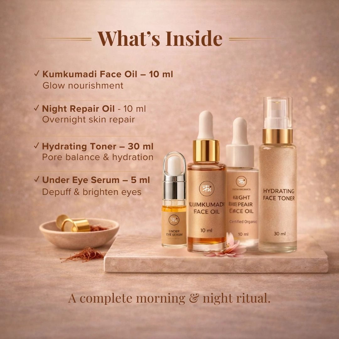 Face Glow Ritual Kit | Kumkumadi Powered Morning & Night Glow Ritual - Trehi Organics