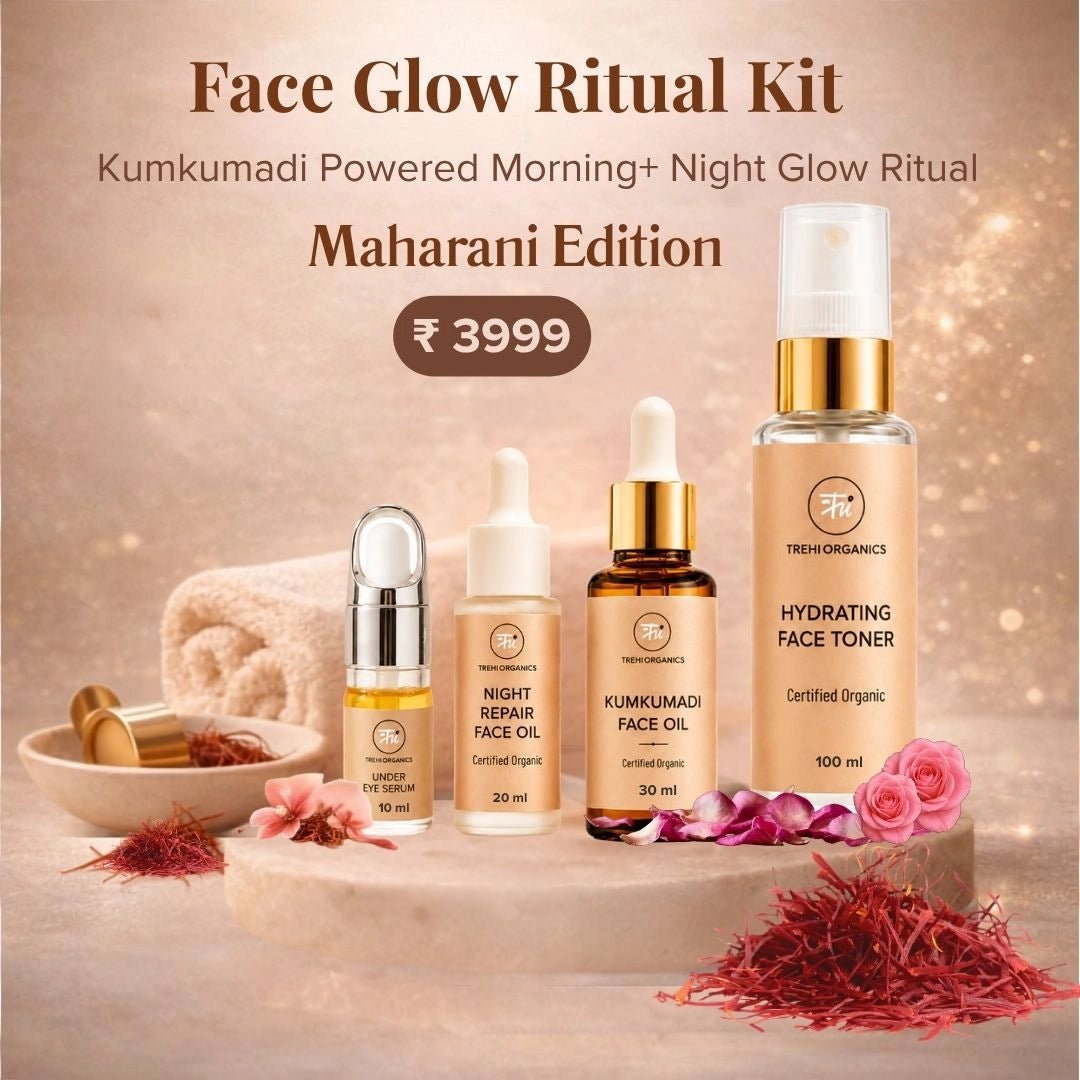 Face Glow Ritual Kit | Kumkumadi Powered Morning & Night Glow Ritual - Trehi Organics