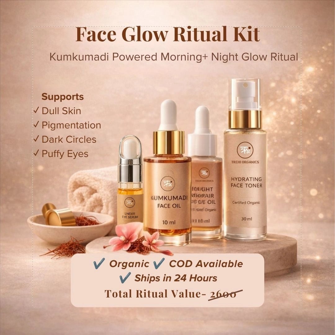 Face Glow Ritual Kit | Kumkumadi Powered Morning & Night Glow Ritual - Trehi Organics