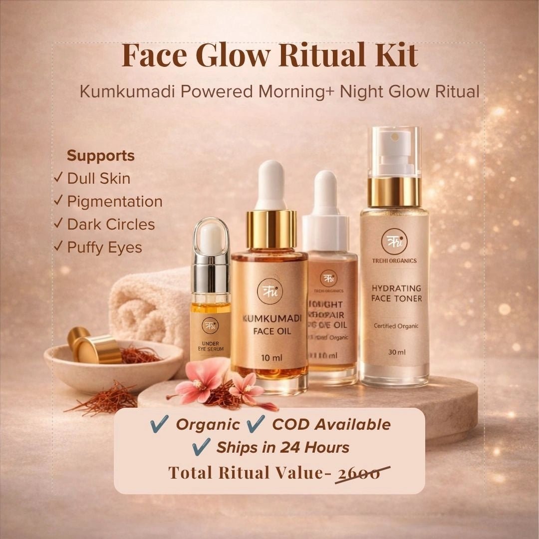 Face Glow Ritual Kit | Kumkumadi Powered Morning & Night Glow Ritual - Trehi Organics