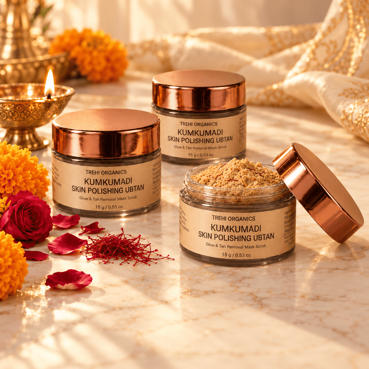 Kumkumadi Skin Polishing Ubtan – Pack of 3 - Trehi Organics