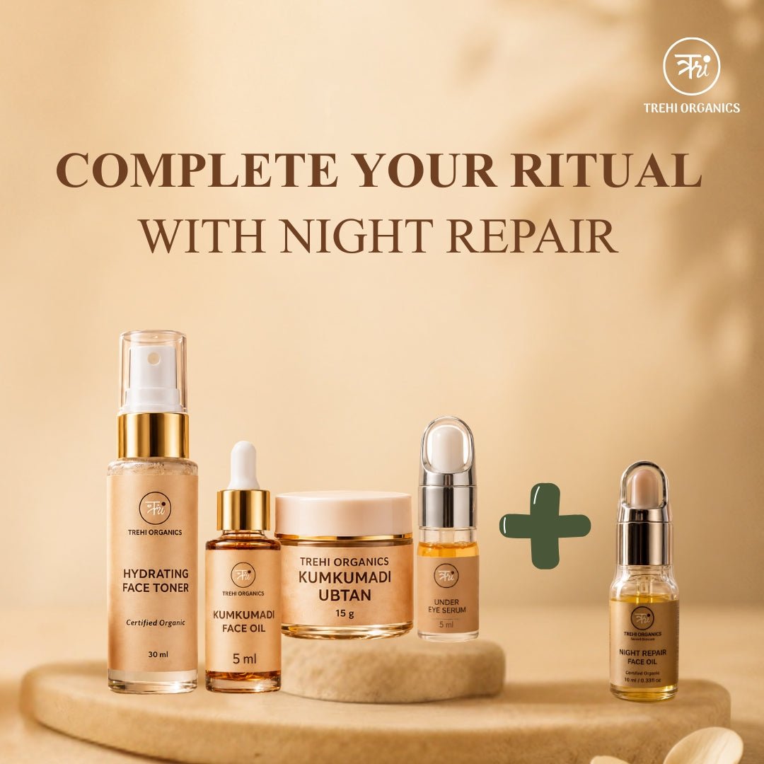 Kumkumadi Starter Glow Kit Upgrade – Night Repair Oil - Trehi Organics