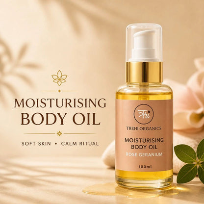 Moisturising Body Oil – Rose Geranium - Trehi Organics