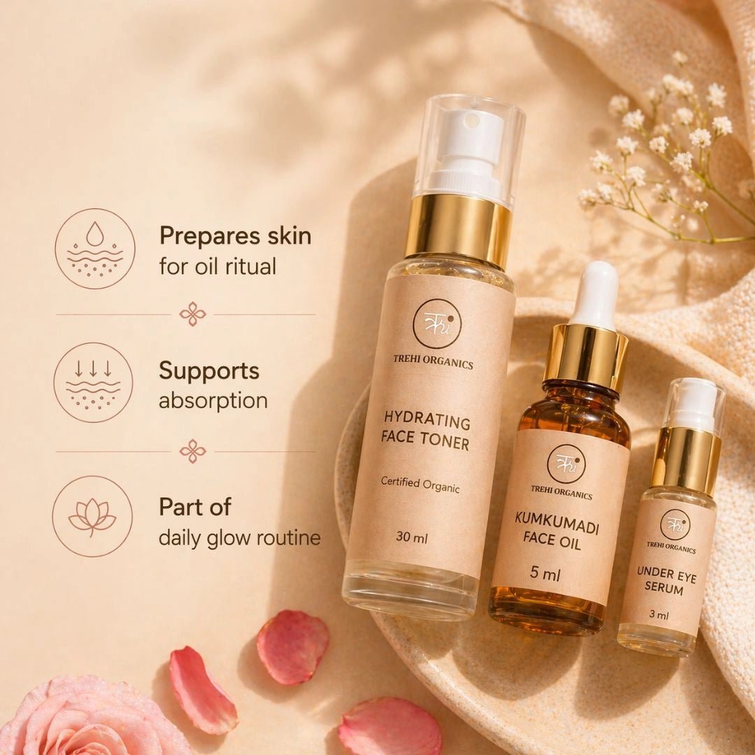 Rose & Witch Hazel Hydrating Face Toner – Alcohol-Free Cooling Face Mist for Summer, Sensitive Skin & Face Yoga Prep - Trehi Organics